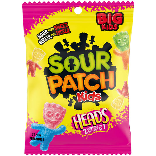 Maynards Sour Patch Kids Big Headz Candy, Gummy Candy, Sour then Sweet, 154 g