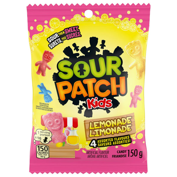 Maynards SOUR PATCH KIDS, Lemonade Flavour Candy, Sour then Sweet, 150 g