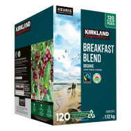 Kirkland Signature Organic Breakfast Blend Fair Trade Coffee K-Cup Pods Pack of 120, 1.5kg