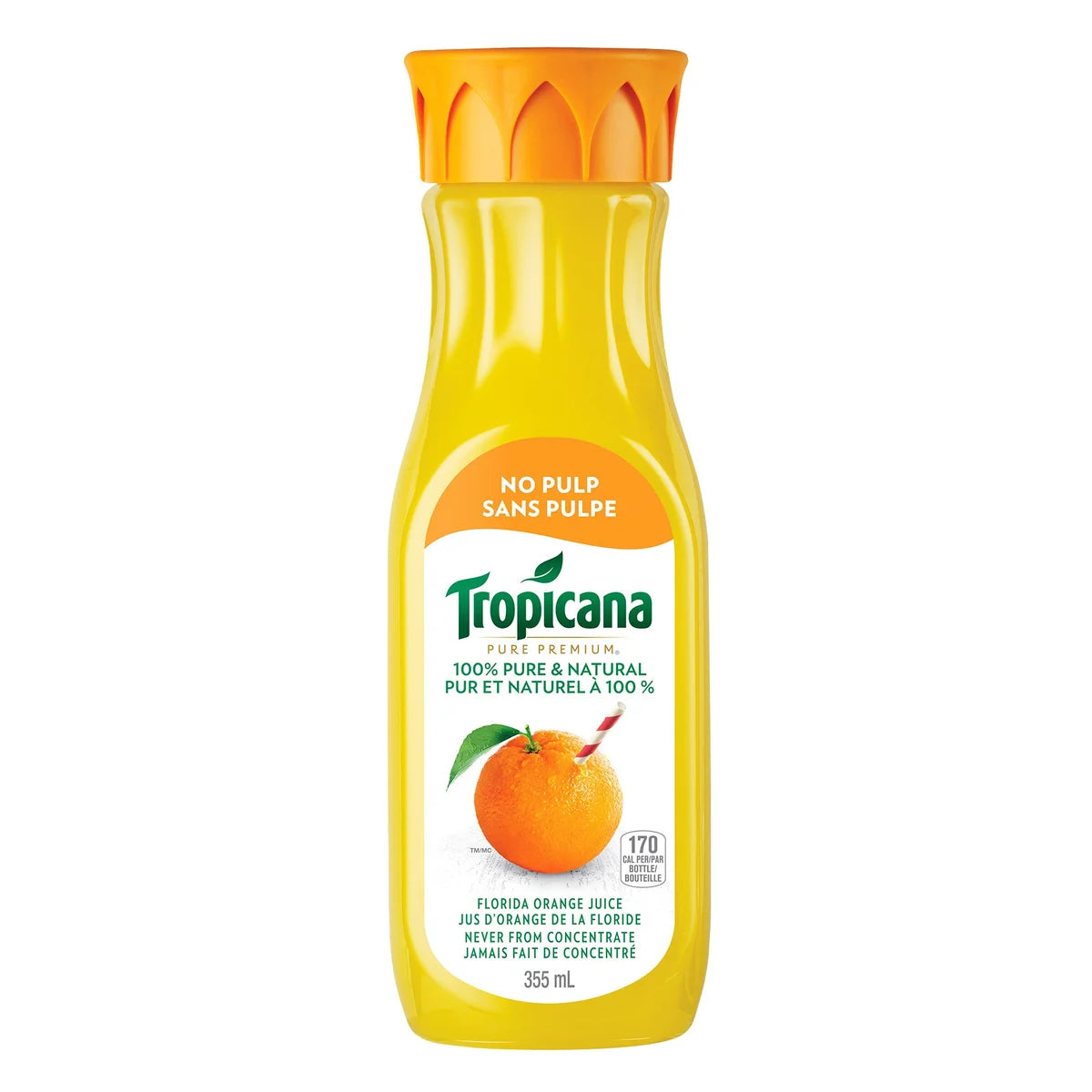 Tropicana Orange Juice without Pulp, 355 mL
