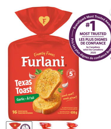"Furlani Ready Bake Garlic Toast Texas-Style Bread"