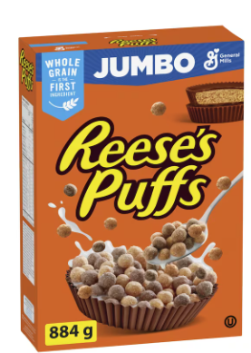 General Mills Reese's Puffs Breakfast Cereal, Peanut Butter Chocolate, Jumbo Size