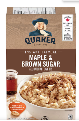 Quaker Maple & Brown Sugar Flavour Instant Oatmeal