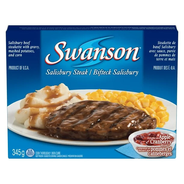 Swanson Salisbury Steak: frozen dinner with a brownie, 345 g