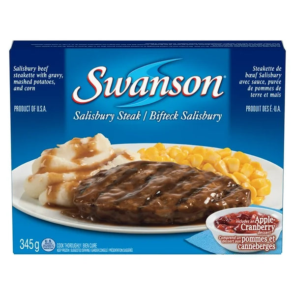 Swanson Salisbury Steak: frozen dinner with a brownie, 345 g