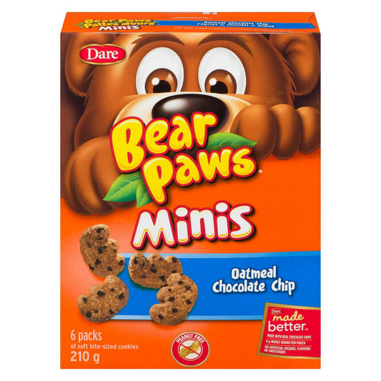 Dare Bear Paws Mini Oatmeal Choc Chip 210g
