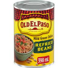 Old El Paso Refried Beans Mild Green Chilies 398ml