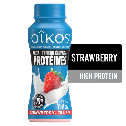 Oikos Greek Yogurt Drink, Strawberry, High Protein, 190ml