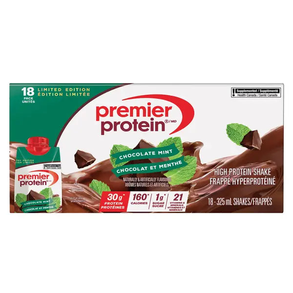 Premier Protein High-protein Chocolate Mint Shake, 18 x 325 mL