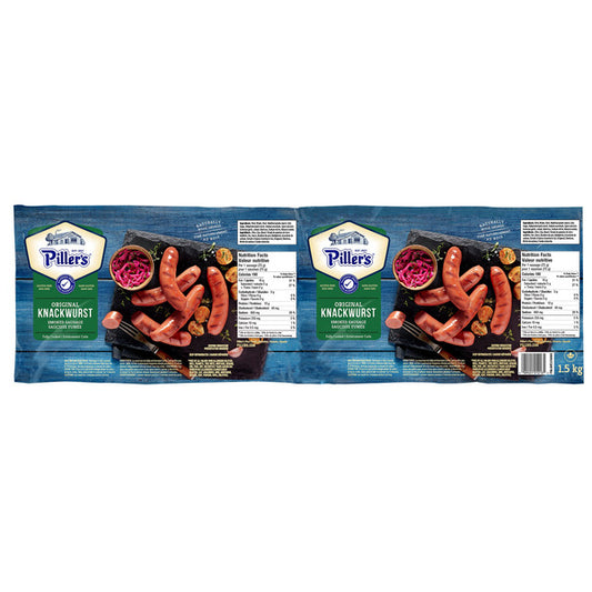Piller's Original Knackwurst Smoked Sausages, 2 x 750 g