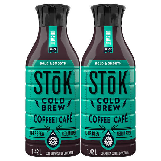 SToK Cold Brew Coffee, Black, Unsweetened, 2 x 1.42 L