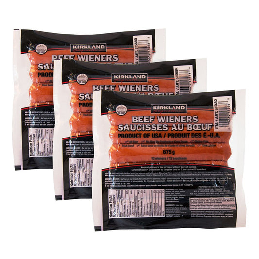 Kirkland Signature Beef Wieners, 3 x 675 g