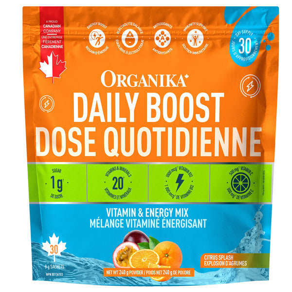Organika Citrus Splash Daily Boost Vitamin & Energy Mix Sachets, 30 x 8 g