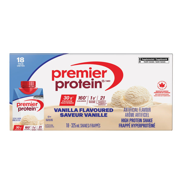 Premier Protein Vanilla High Protein Shakes, 18 x 325 ml