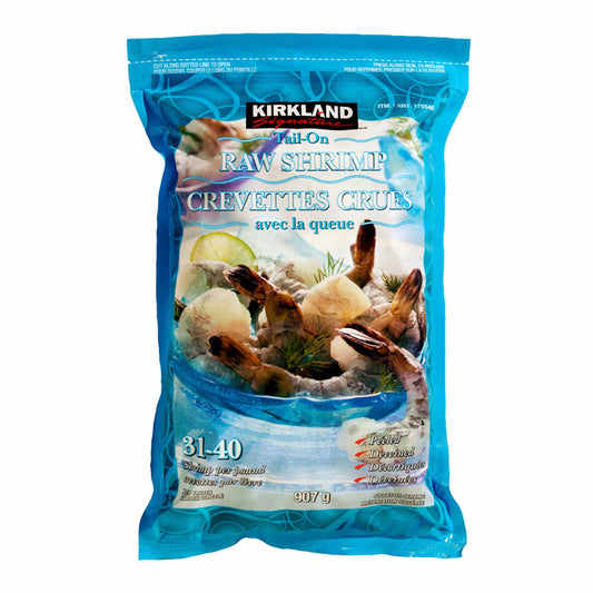 Kirkland Signature Frozen 31-40 Tail-on Raw Shrimp