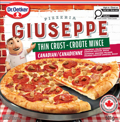 Dr. Oetker Giuseppe Pizzeria Thin Crust Canadian Pizza, 501 g