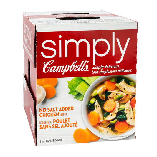 Simply Campbell's No Salt Added Chicken Broth, 6 × 946 mL