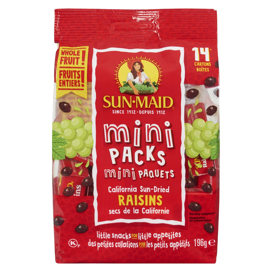 Sun-Maid Mini Snackpack Raisins, 14 Pack, 196 g