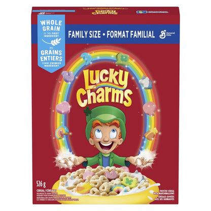 General Mills Lucky Charms Breakfast Cereal with Marshmallows, Family Size, 526 g