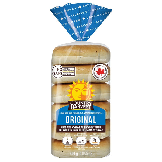 Country Harvest Original Bagels, 6 Pack, 450 g