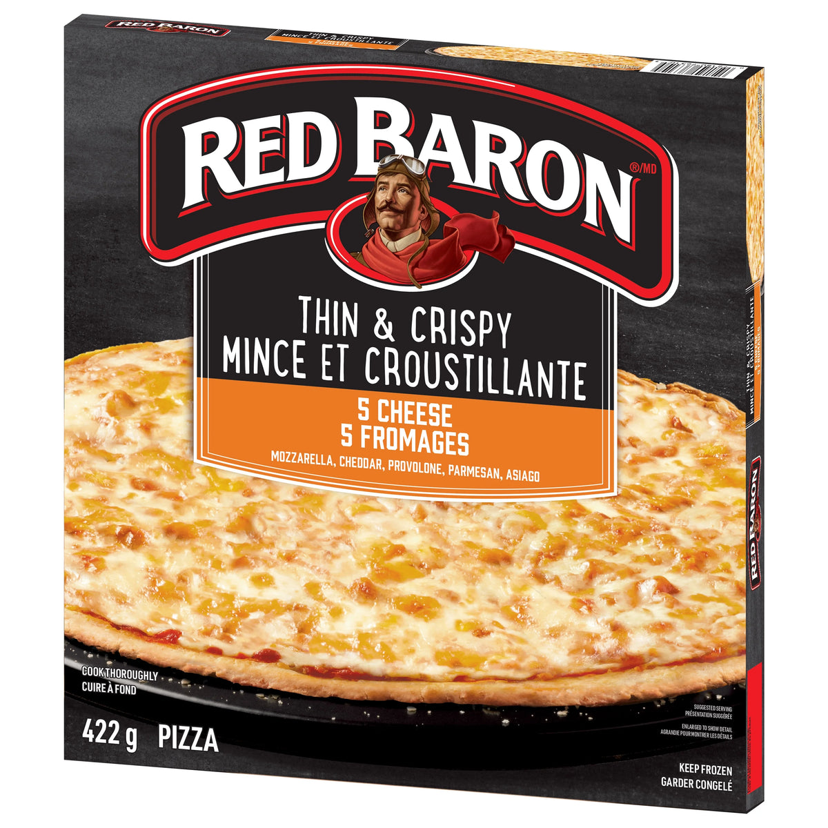 Red Baron Thin & Crispy Crust Five Cheese Frozen Pizza, 442 g
