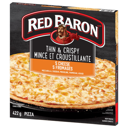Red Baron Thin & Crispy Crust Five Cheese Frozen Pizza, 442 g