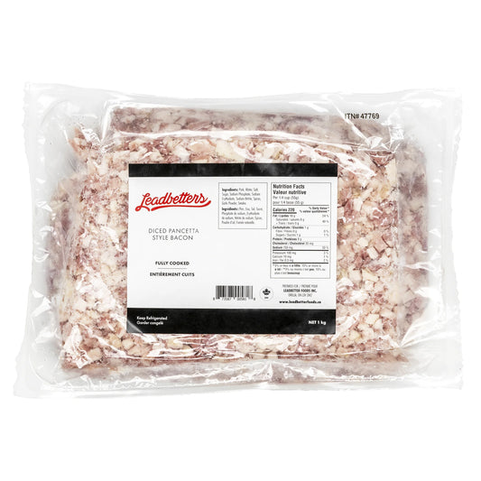 Leadbetter Fully Cooked Diced Pancetta, 1 kg