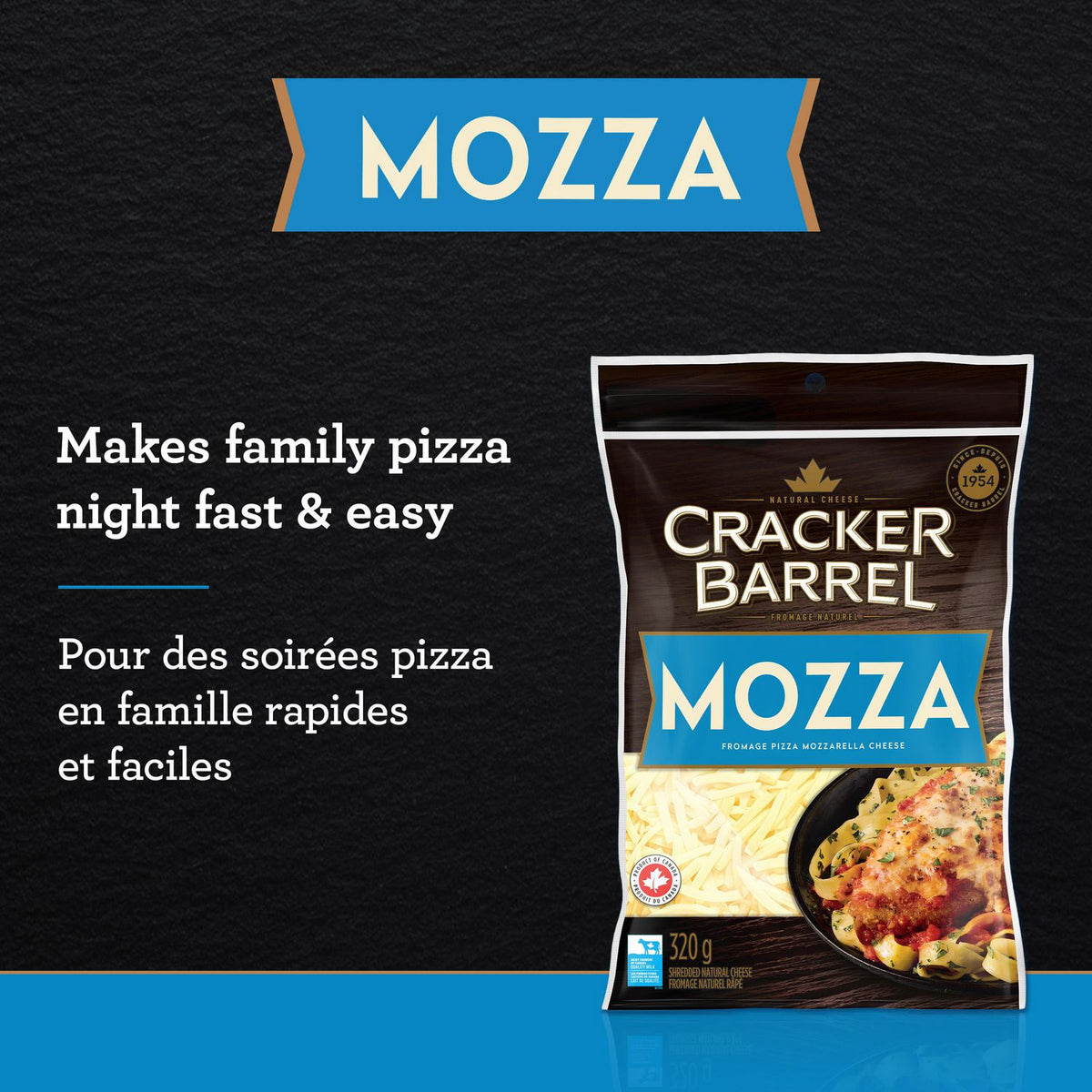 Cracker Barrel Mozzarella Shredded Cheese, 320 g
