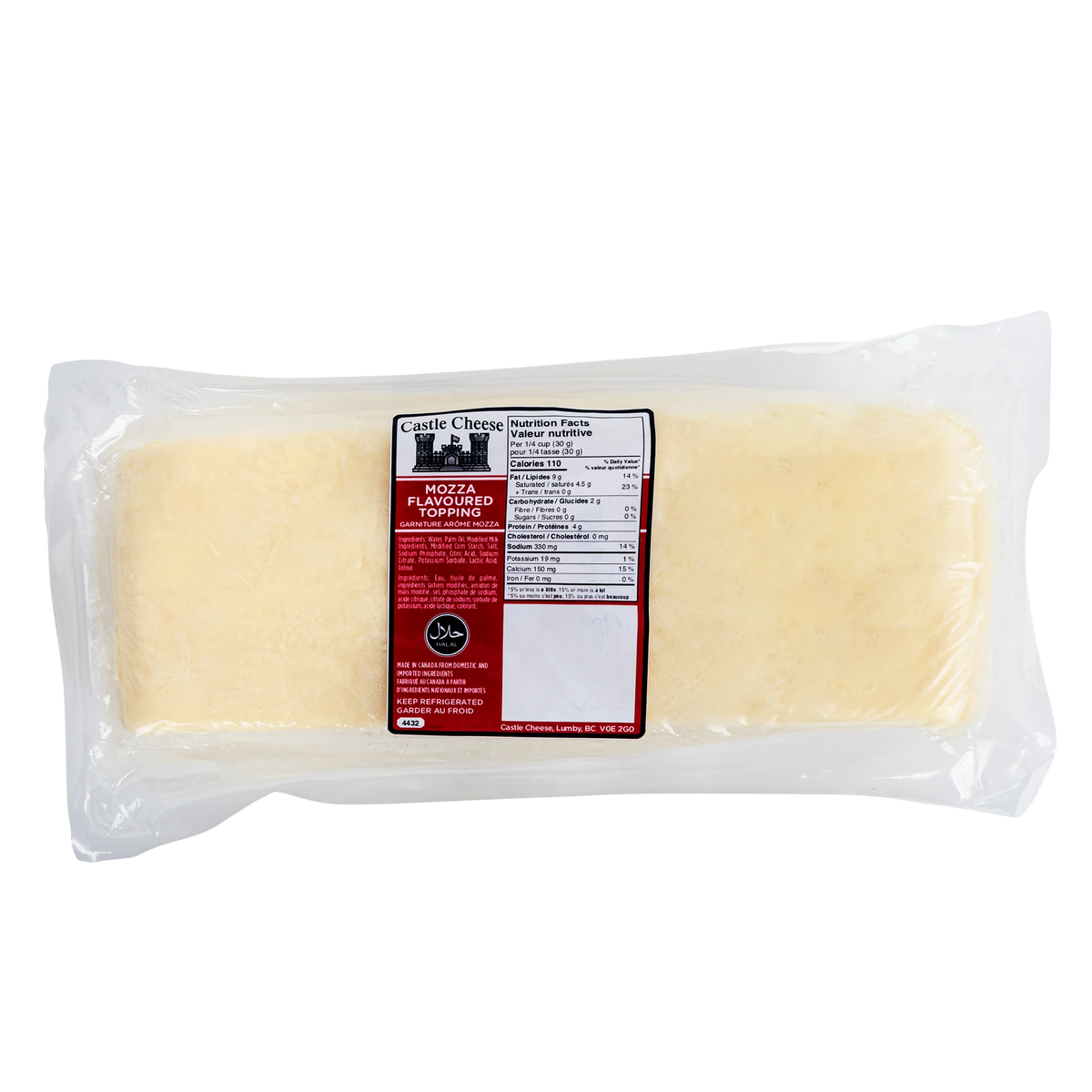Castle Cheese Mozza Flavoured Topping Block, 2.27 kg