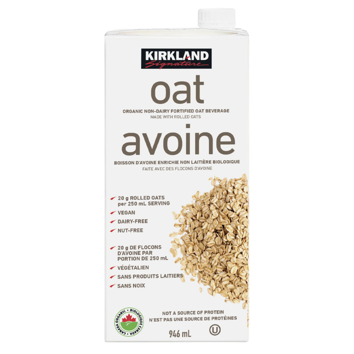 Kirkland Signature Organic Non-Dairy Fortified Oat Beverage, 6 × 946 mL