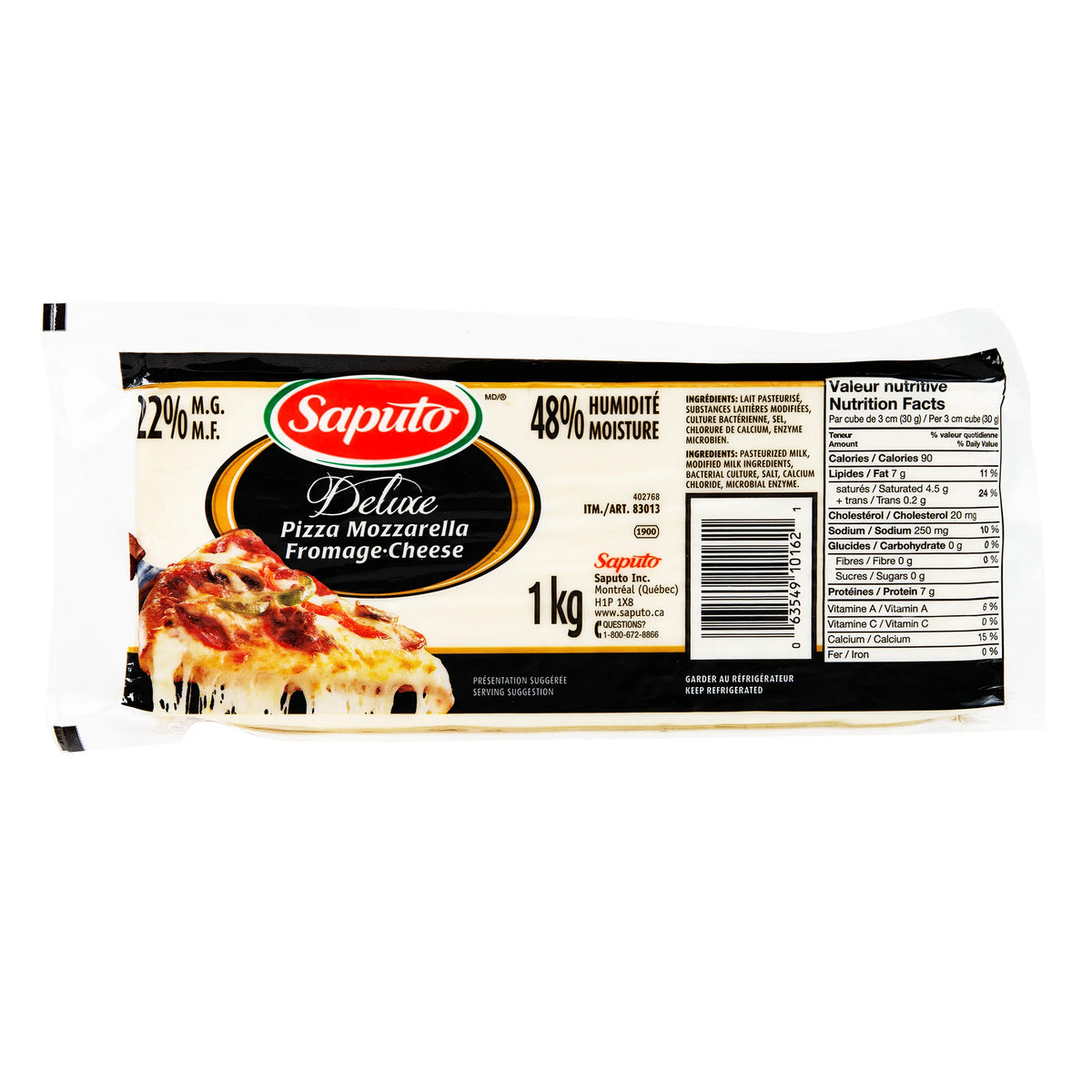 Saputo Deluxe Pizza Mozzarella Cheese, 1 kg