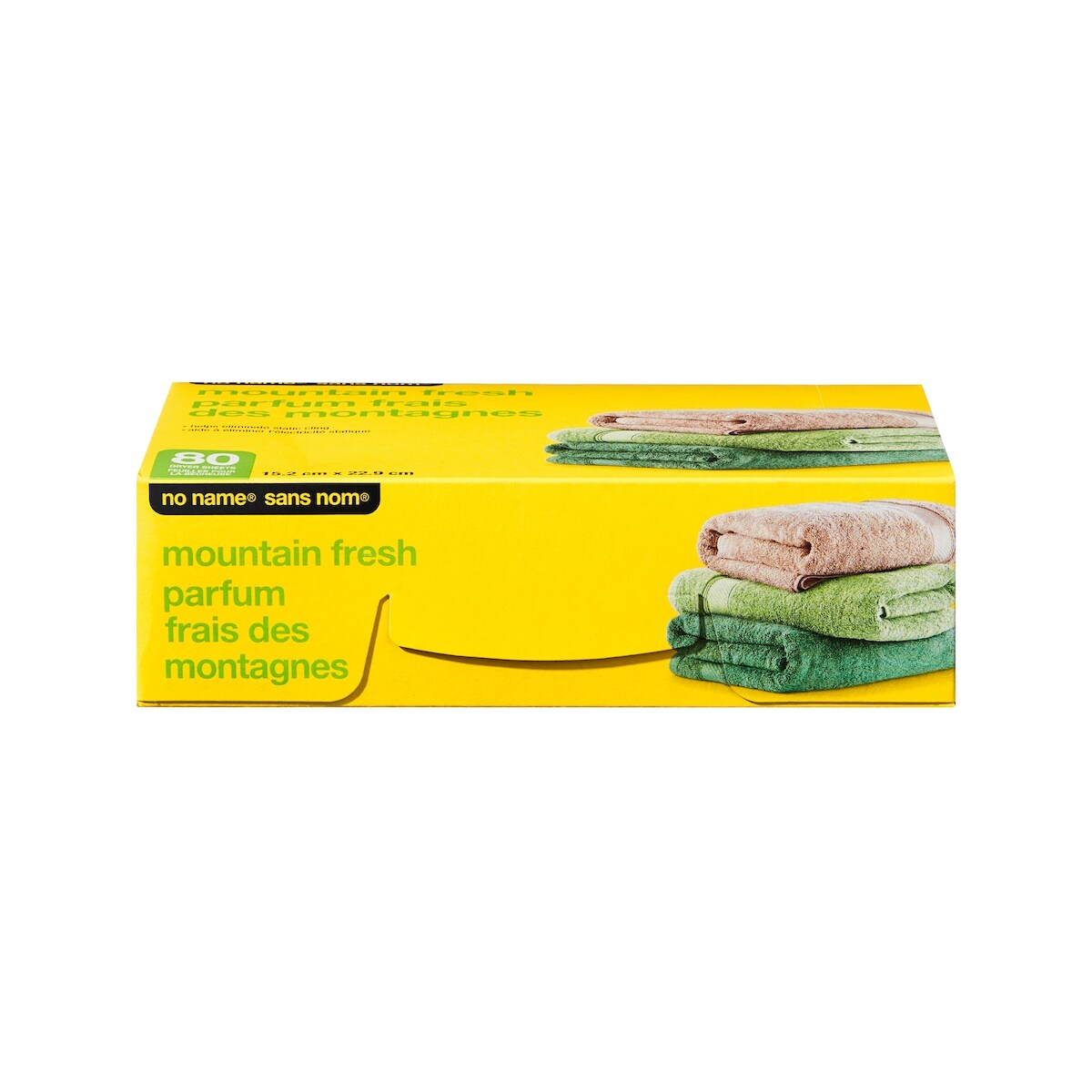 No Name Mountain Fresh Fabric Softener Sheets, 80 Count, 300 g