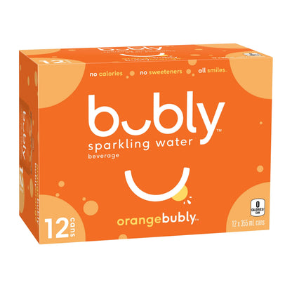 Bubly Orange Sparkling Water Cans, 12 × 355 mL