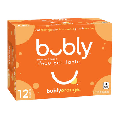 Bubly Orange Sparkling Water Cans, 12 × 355 mL