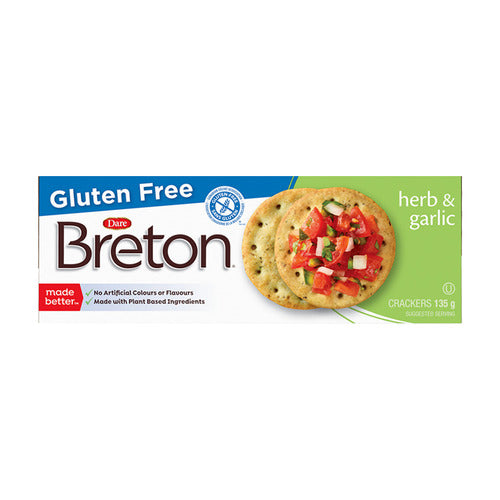Dare Breton Gluten-Free Crackers, Herb & Garlic, 135 g