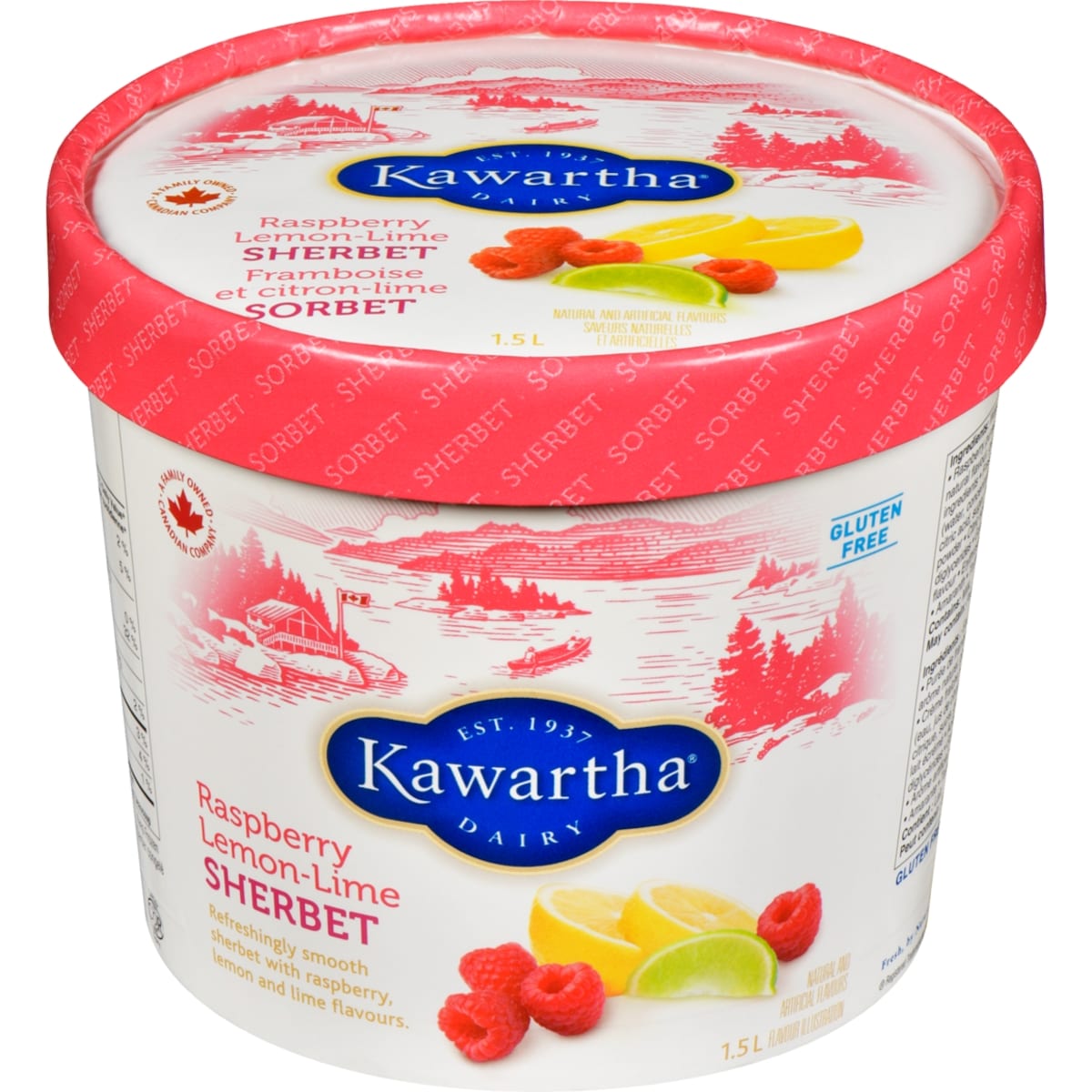 Kawartha Raspberry Lemon Lime Sherbet, 1.5 L