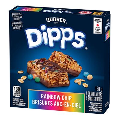 Quaker Dipps Rainbow Chip Chocolate Coated Granola Bars, 5 Bars, 150 g