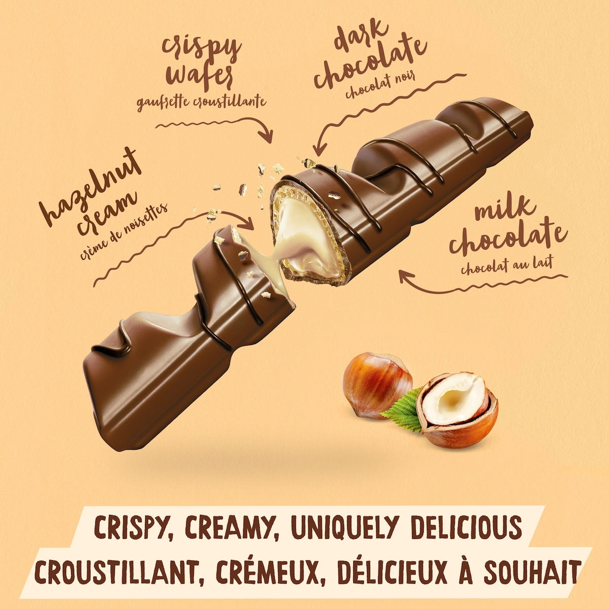 Kinder Bueno Milk Chocolate Covered Crispy Wafer Bars With Hazelnut Cream, 2 Bars, 43 g