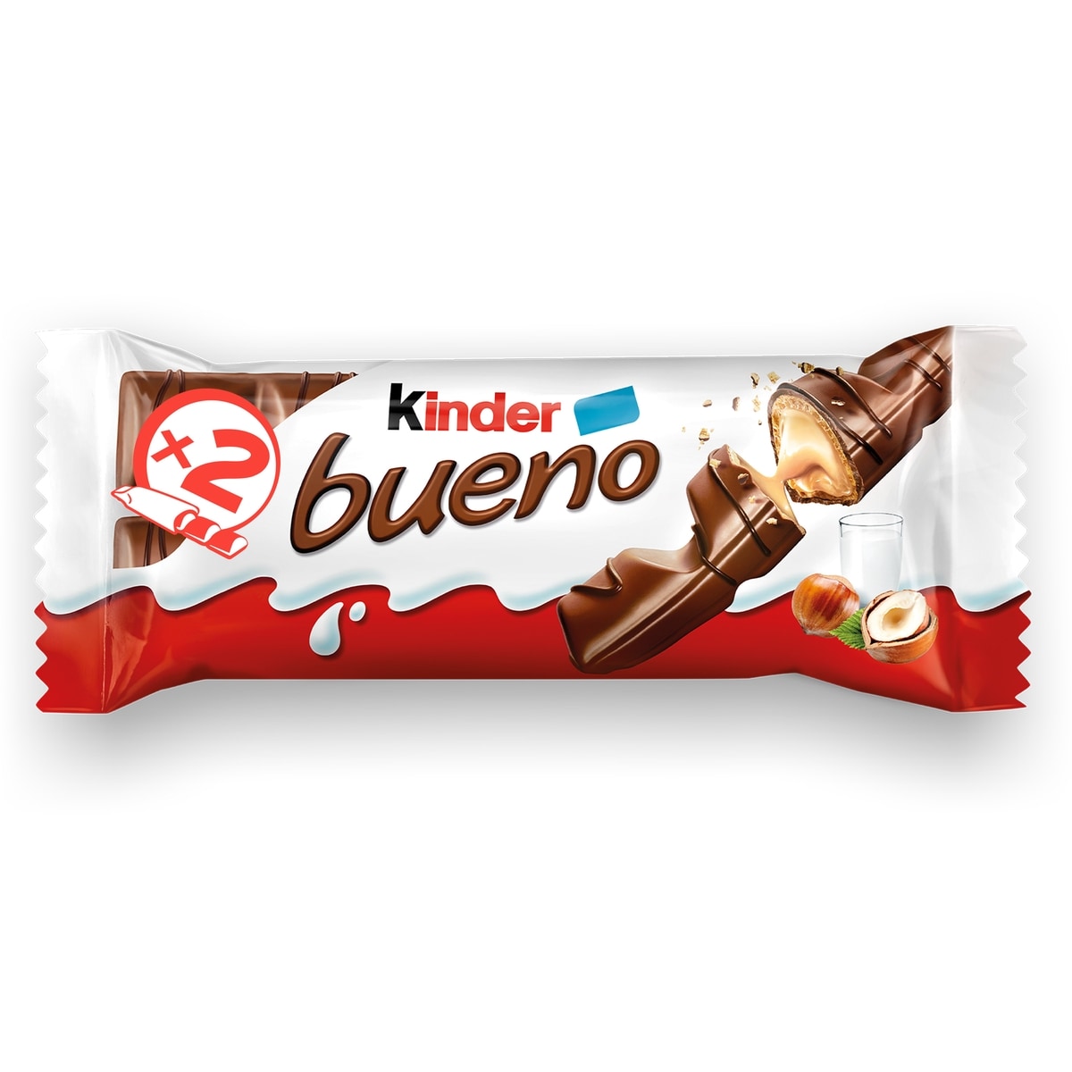 Kinder Bueno Milk Chocolate Covered Crispy Wafer Bars With Hazelnut Cream, 2 Bars, 43 g