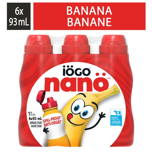 iÖGO nanö Banana Drinkable Yogourt 1%, 6 × 93 mL