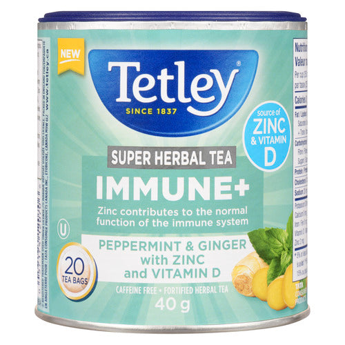 Tetley Super Herbal Tea Immune Peppermint & Ginger, 20 count