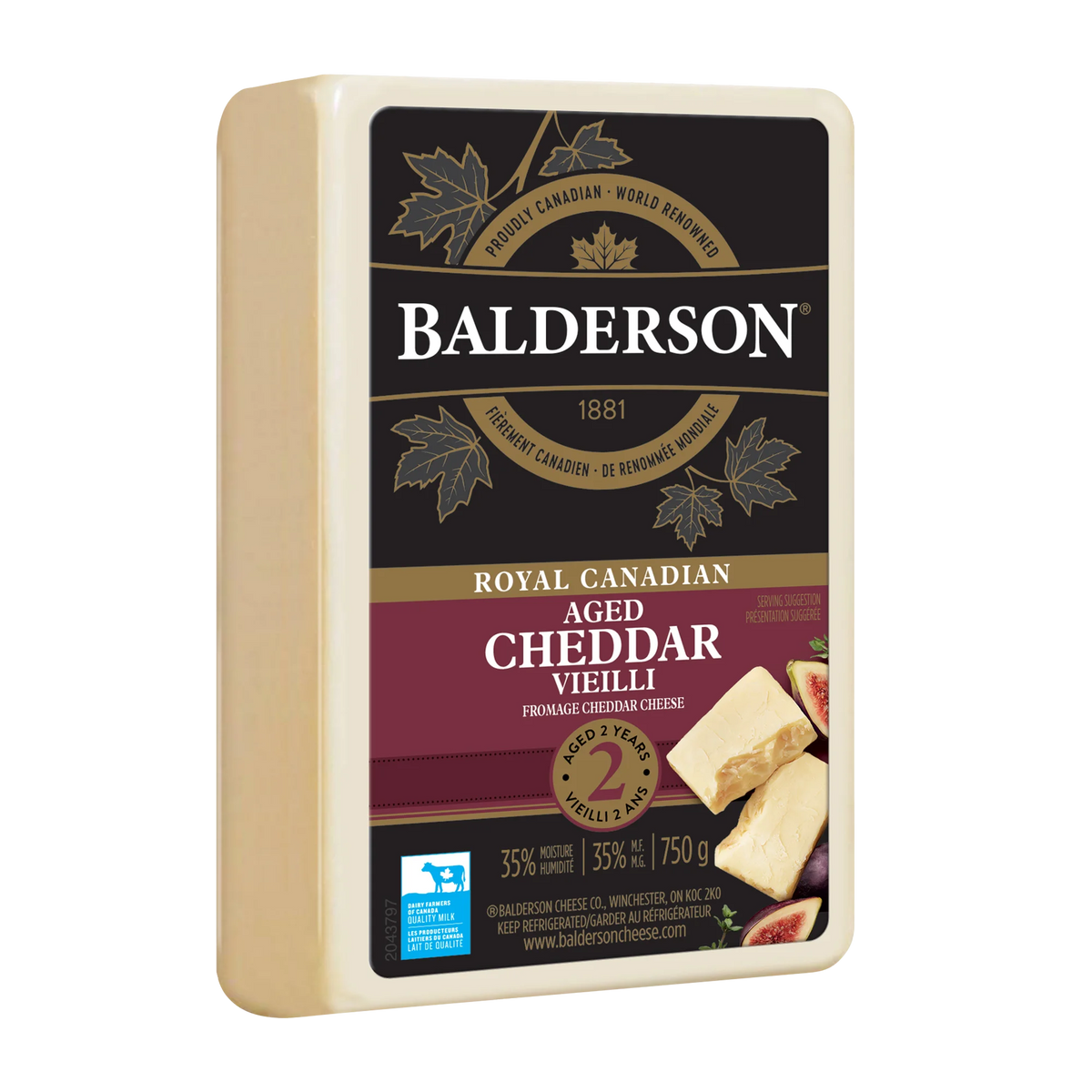 Balderson Aged Cheddar Cheese Block, 750 g