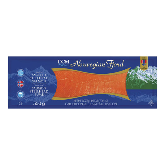 Norwegian Fjord Frozen Smoked Steelhead Salmon, 550 g
