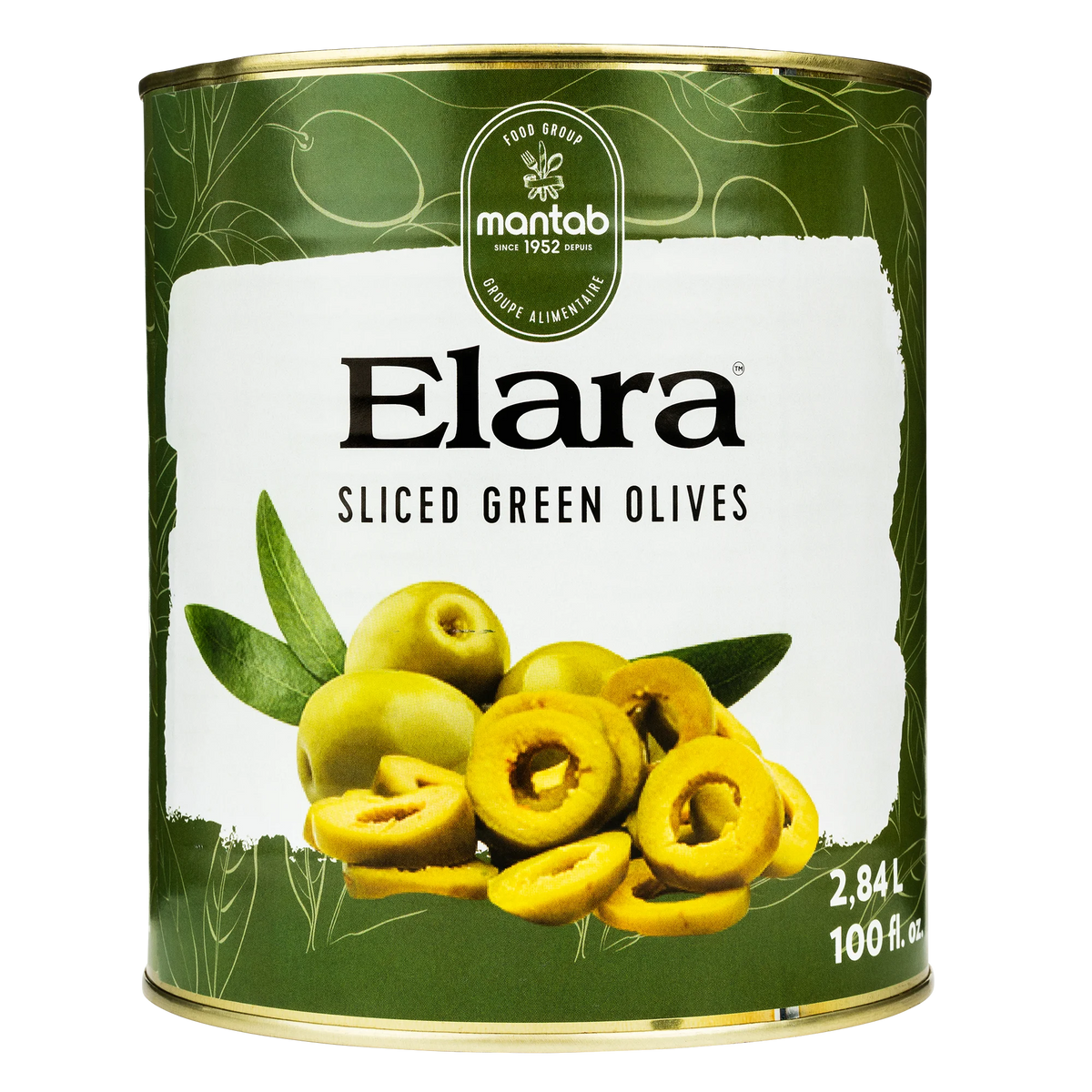 Elara Sliced Green Olives, 2.84 L