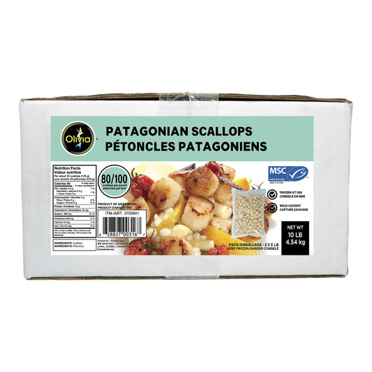 Olivia Frozen Patagonian Scallops, 4.54 kg