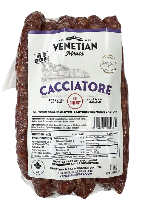 Venetian Hot Cacciatore Dry Cured Salami, 1 kg