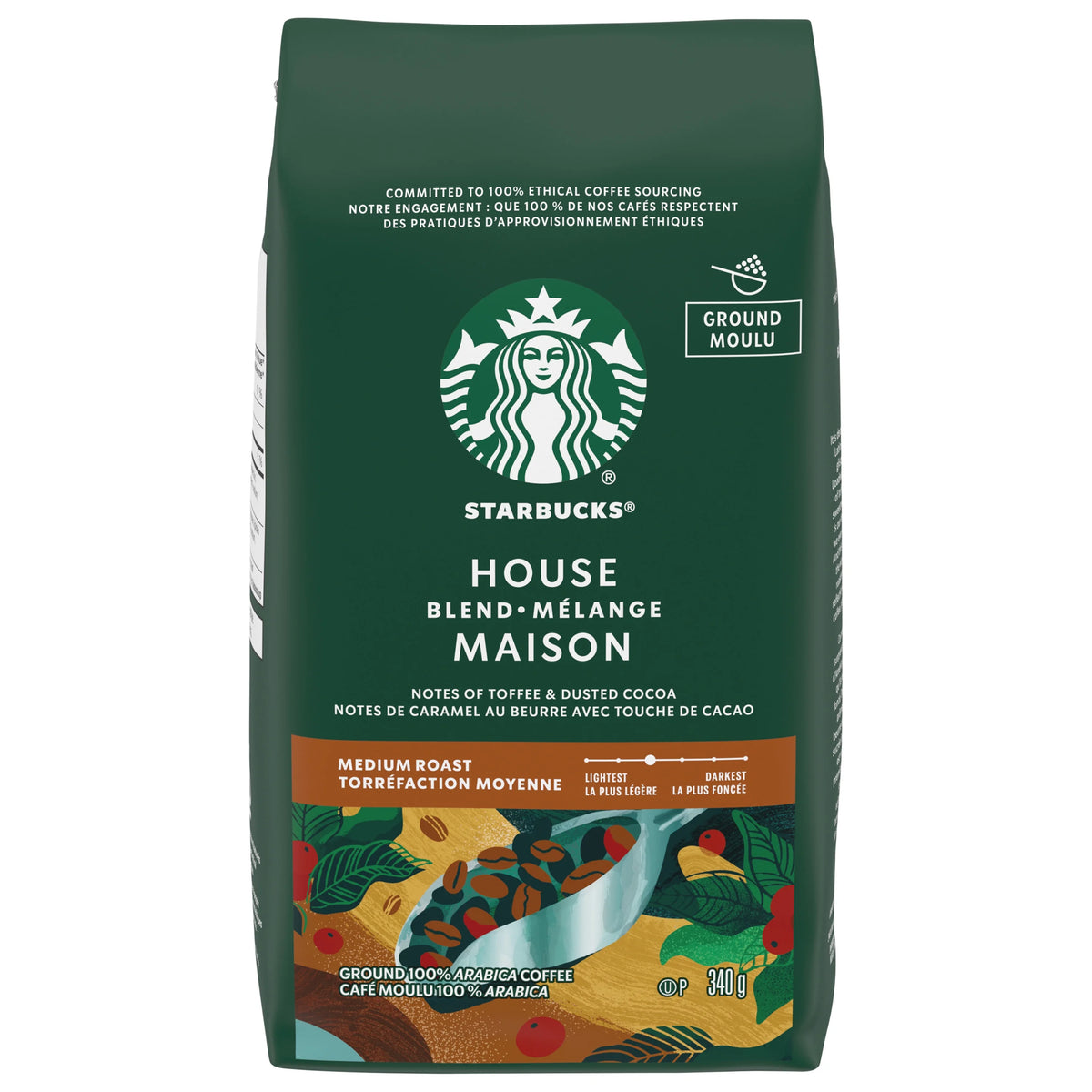 Starbucks House Blend Medium Roast Ground Coffee, 340 g