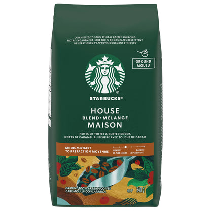 Starbucks House Blend Medium Roast Ground Coffee, 340 g