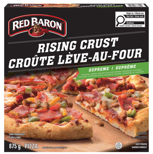 Red Baron Rising Crust Supreme Frozen Pizza, 875 g