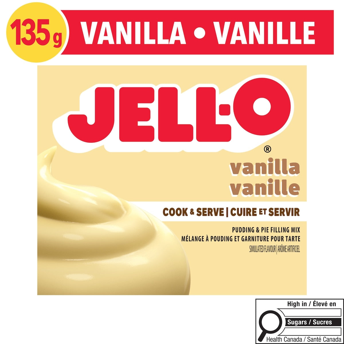 Jell-O Vanilla Cook & Serve Pudding & Pie Filling Mix, 135 g